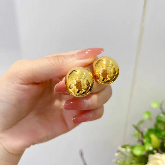 Round Watorz 24k Gold Earrings Stud for Women