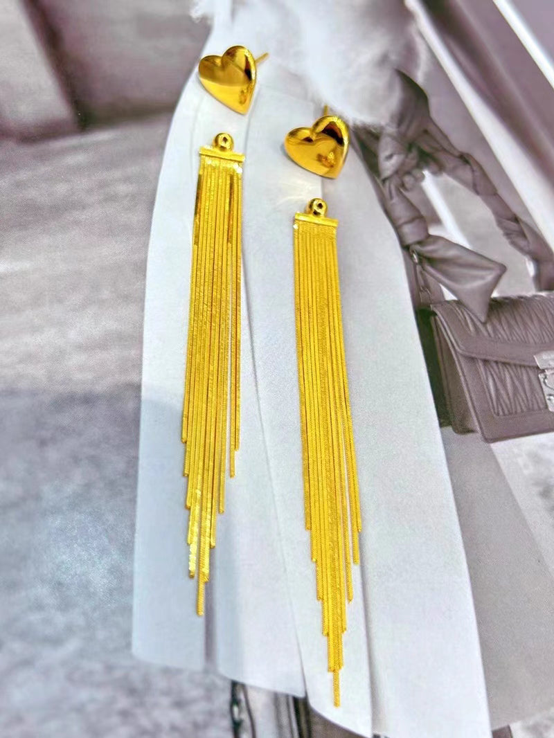 Elegant 24k Gold Women's Tassel Earrings