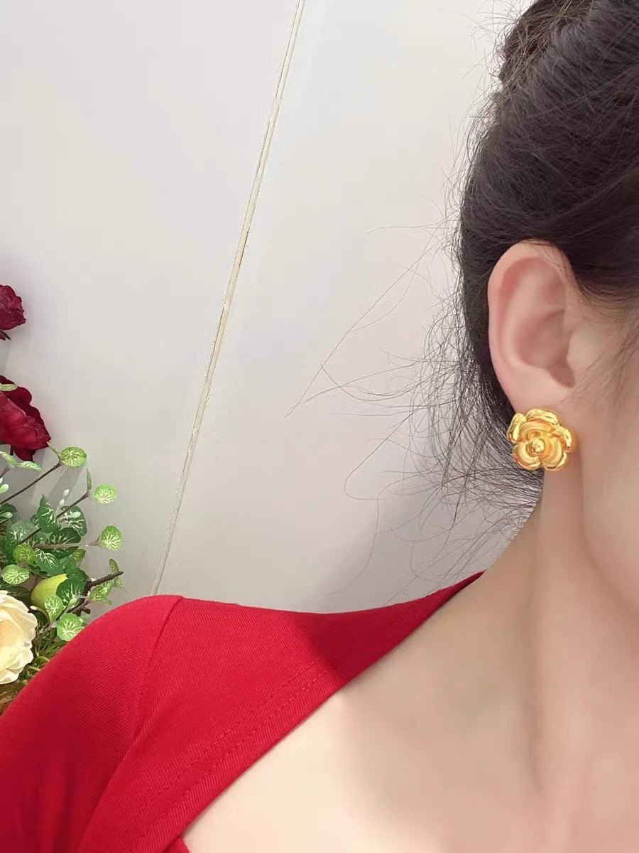 Eternal Bloom 24k Rose Petal Stud Earrings