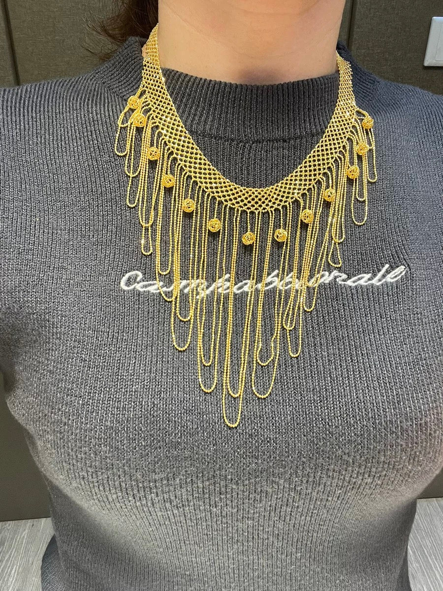 Gold Fringe Necklace 24karat