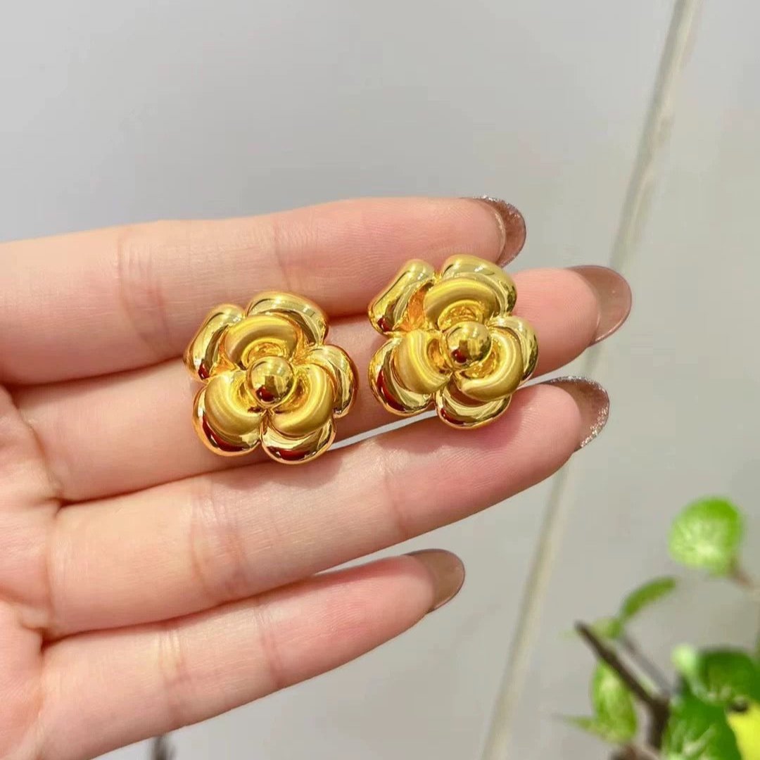 Eternal Bloom 24k Rose Petal Stud Earrings