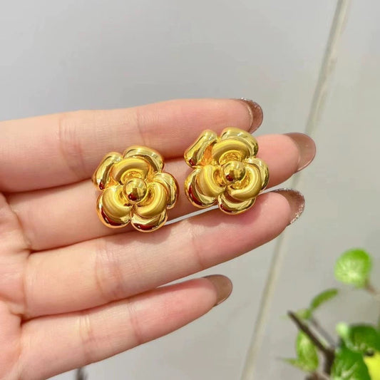 Eternal Bloom 24k Rose Petal Stud Earrings