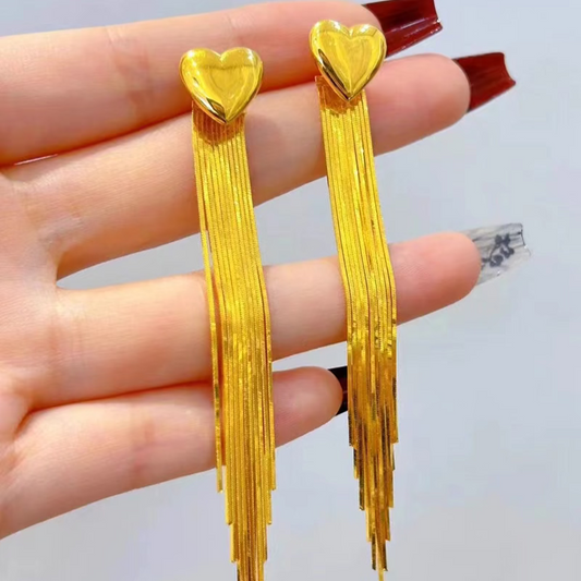 Elegant 24k Gold Women's Tassel Earrings