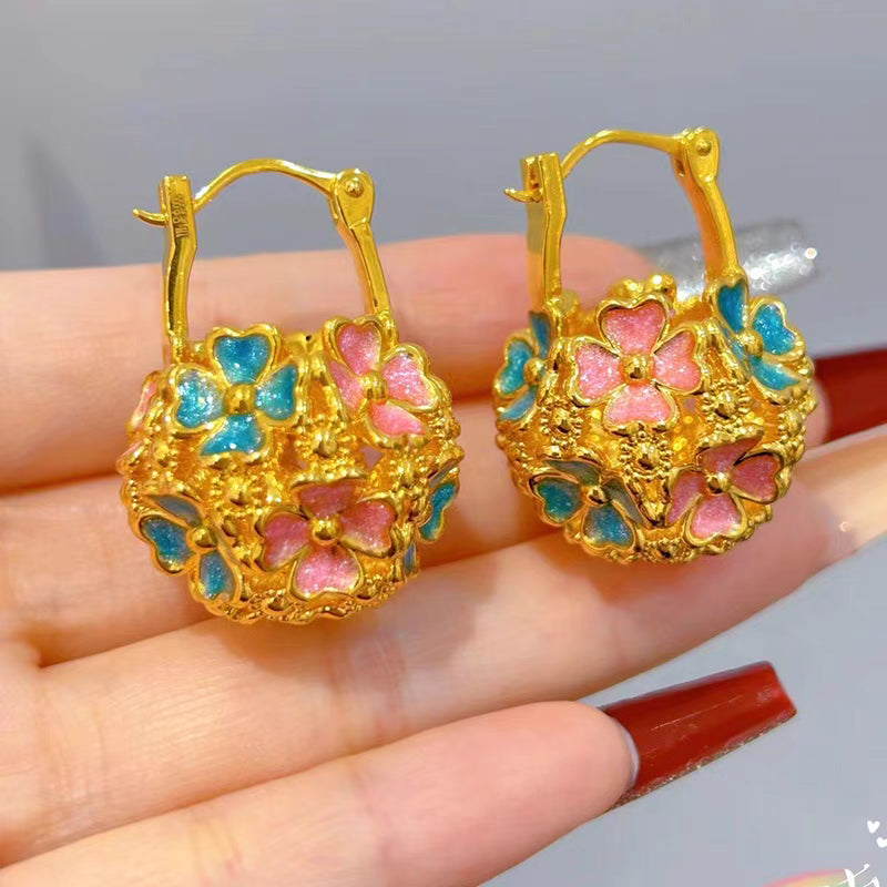 Multicolour 24k Gold Women's Hoop Earrings