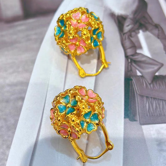 Multicolour 24k Gold Women's Hoop Earrings