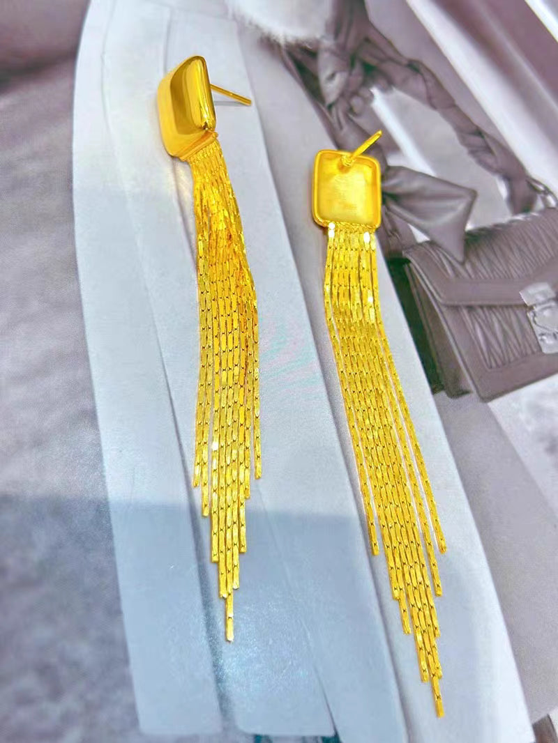 Samsem 24k Gold Women's Tassel Earrings