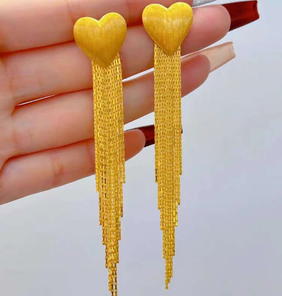 Elegant 24k Gold Women's Tassel Earrings